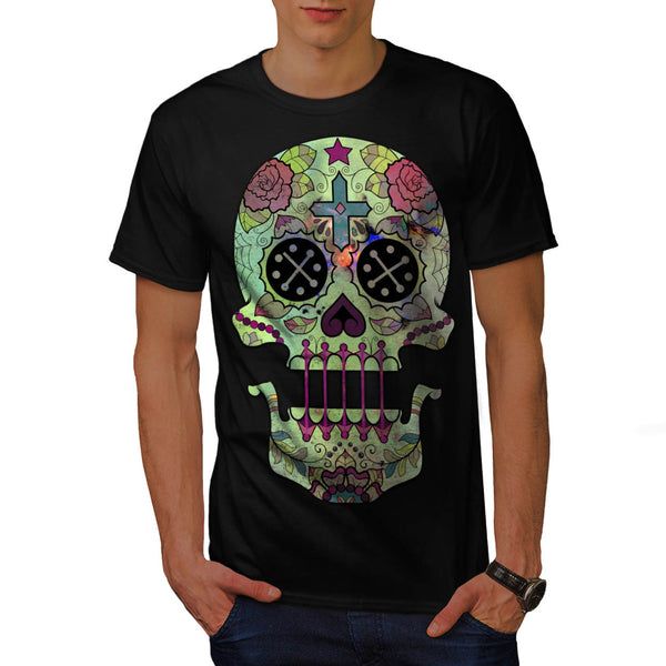 Skull Sugar Acid Art Mens T-Shirt