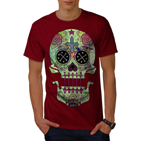 Skull Sugar Acid Art Mens T-Shirt