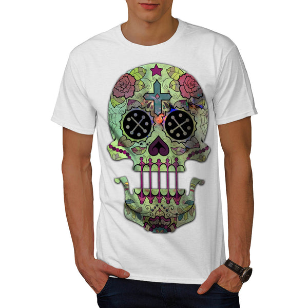 Skull Sugar Acid Art Mens T-Shirt