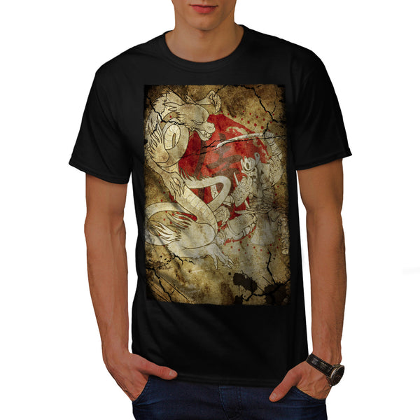 Samurai Dragon Clash Mens T-Shirt