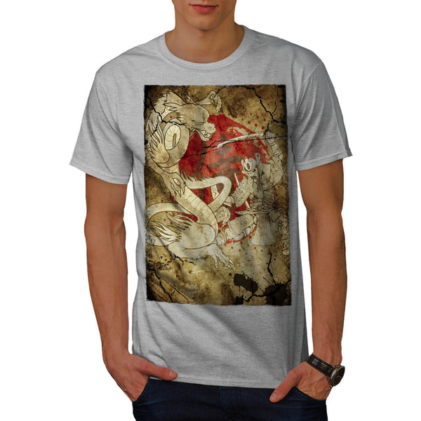 Samurai Dragon Clash Mens T-Shirt