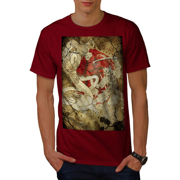 Samurai Dragon Clash Mens T-Shirt