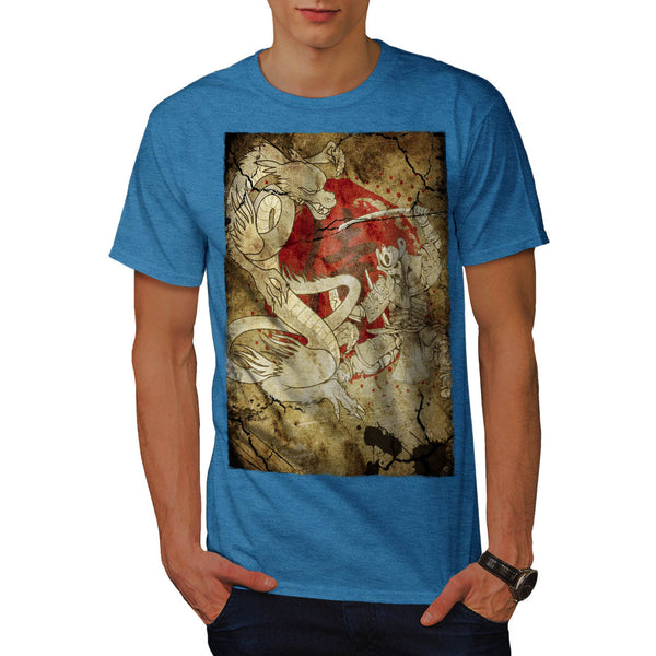 Samurai Dragon Clash Mens T-Shirt