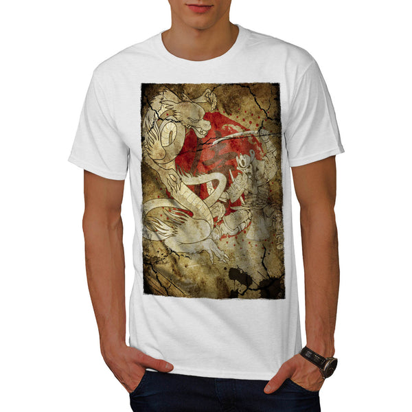 Samurai Dragon Clash Mens T-Shirt