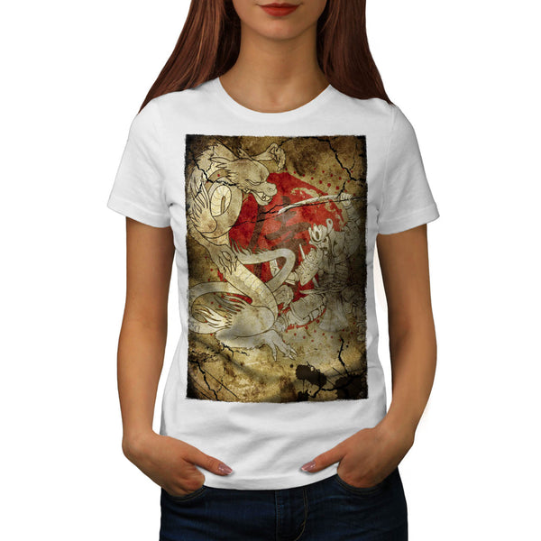 Samurai Dragon Clash Womens T-Shirt