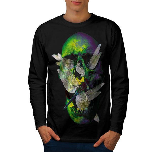 Skull Glow Acid Art Mens Long Sleeve T-Shirt