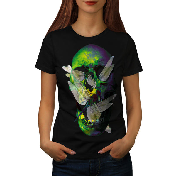 Skull Glow Acid Art Womens T-Shirt