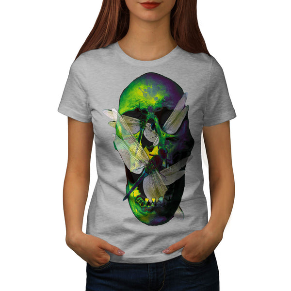 Skull Glow Acid Art Womens T-Shirt