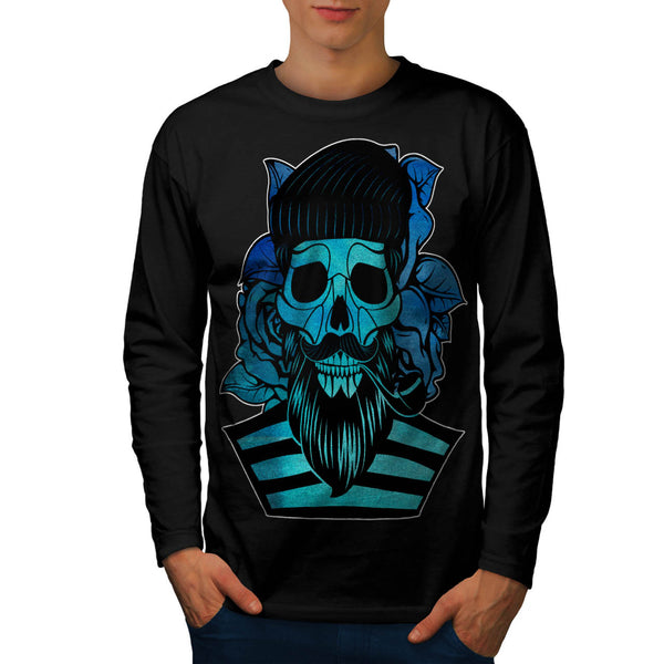 Skull Zombie Hipster Mens Long Sleeve T-Shirt