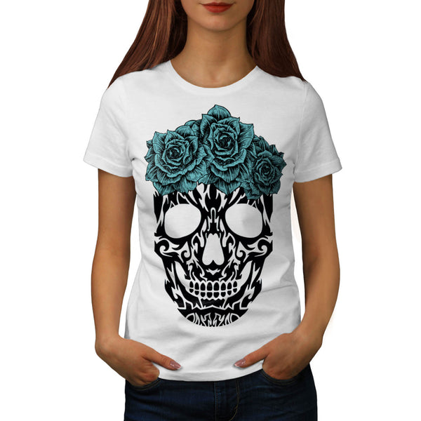 Skull Rose Tribal Womens T-Shirt