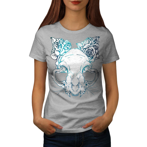 SKull Rose Beast Art Womens T-Shirt
