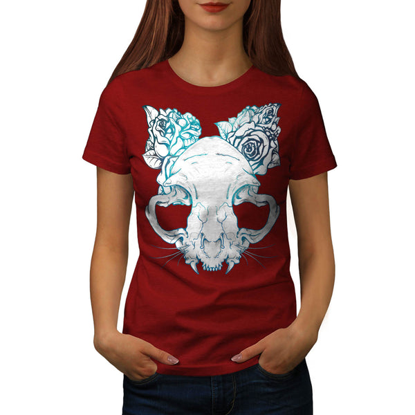 SKull Rose Beast Art Womens T-Shirt