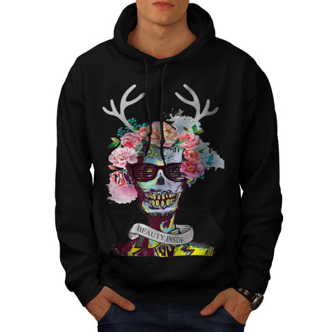 Skull Flower Zombie Mens Hoodie