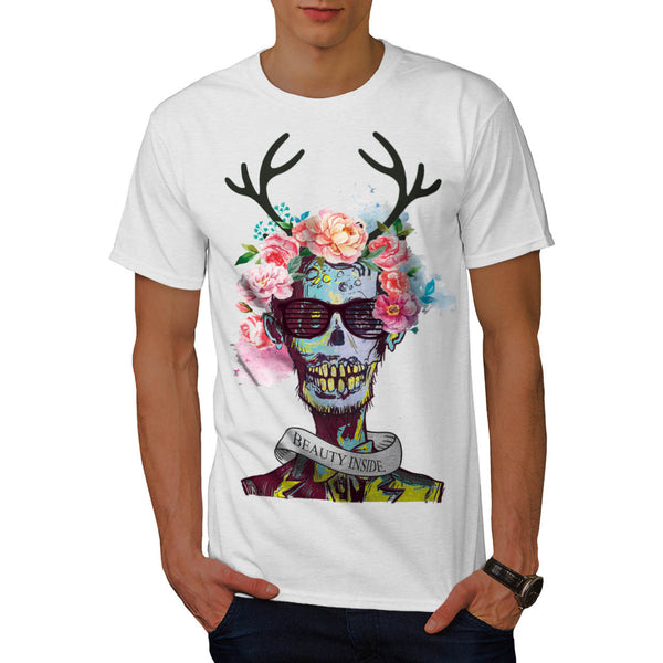 Skull Flower Zombie Mens T-Shirt