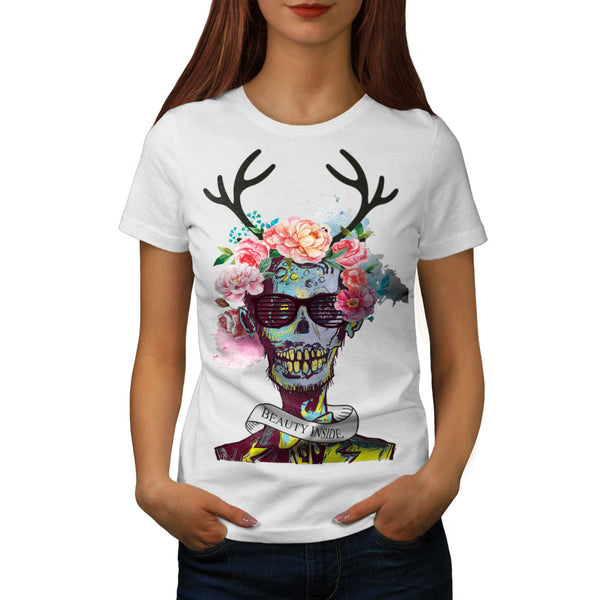 Skull Flower Zombie Womens T-Shirt