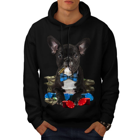 Pug Dog Poker Player Mens Hoodie