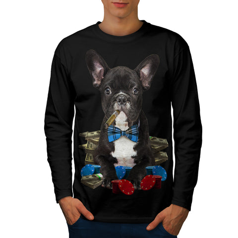 Pug Dog Poker Player Mens Long Sleeve T-Shirt