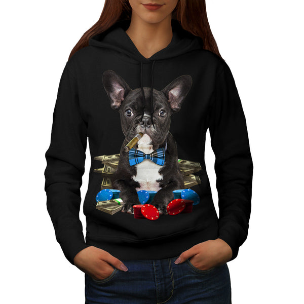 Pug Dog Poker Player Womens Hoodie