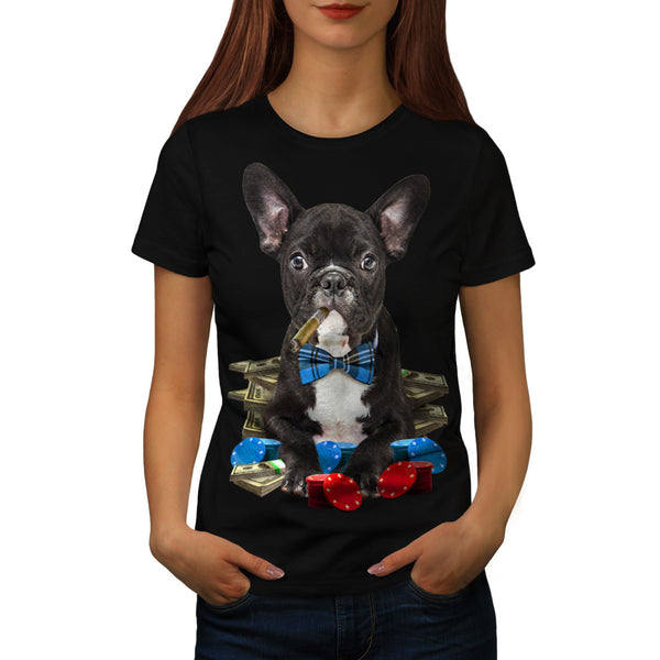 Pug Dog Poker Player Womens T-Shirt