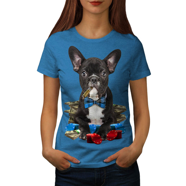 Pug Dog Poker Player Womens T-Shirt