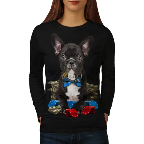 Pug Dog Poker Player Womens Long Sleeve T-Shirt