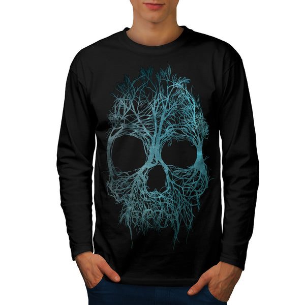 Skull Flower Glow Mens Long Sleeve T-Shirt