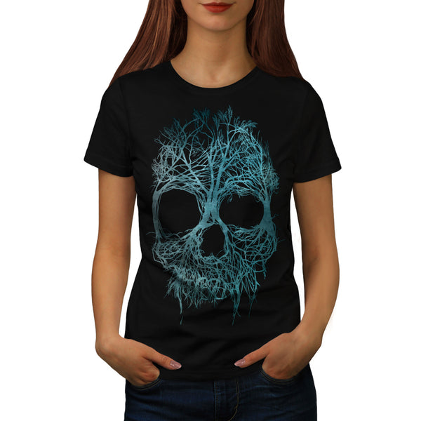Skull Flower Glow Womens T-Shirt