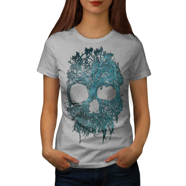Skull Flower Glow Womens T-Shirt