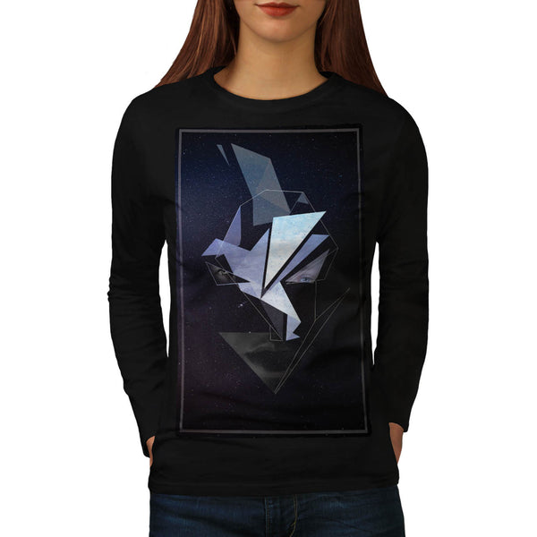 Face Fantasy Origami Womens Long Sleeve T-Shirt