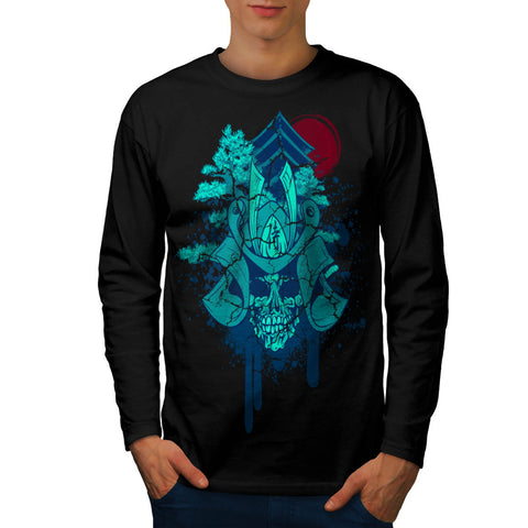 Japanese Death Skull Mens Long Sleeve T-Shirt