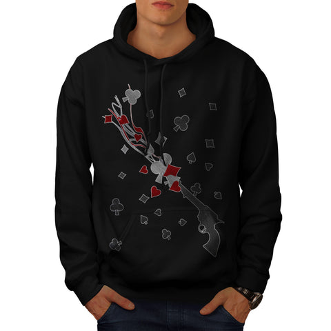 Card Shape Gunshot Mens Hoodie