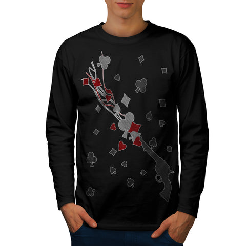 Card Shape Gunshot Mens Long Sleeve T-Shirt