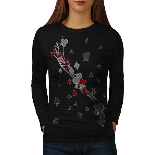 Card Shape Gunshot Womens Long Sleeve T-Shirt