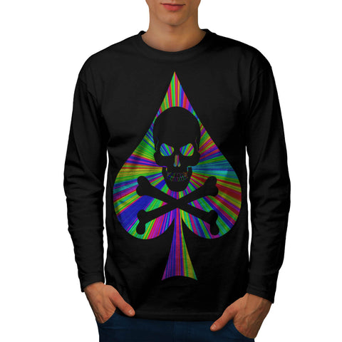 Groovy Skull Spade Mens Long Sleeve T-Shirt