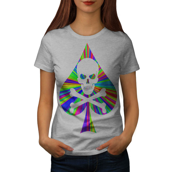 Groovy Skull Spade Womens T-Shirt