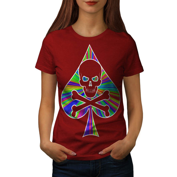 Groovy Skull Spade Womens T-Shirt