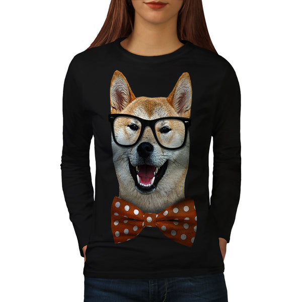 Smart Shiba Inu Dog Womens Long Sleeve T-Shirt
