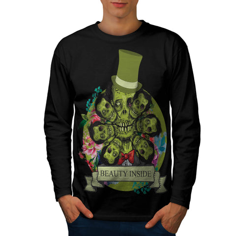 Beauty Inside Zombie Mens Long Sleeve T-Shirt