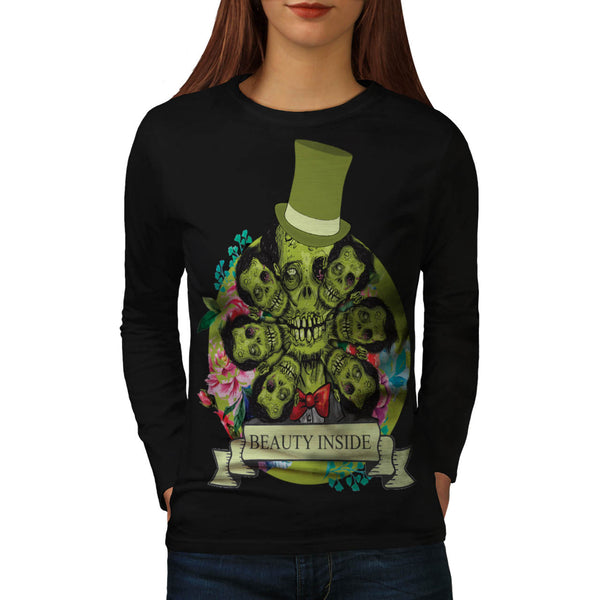 Beauty Inside Zombie Womens Long Sleeve T-Shirt