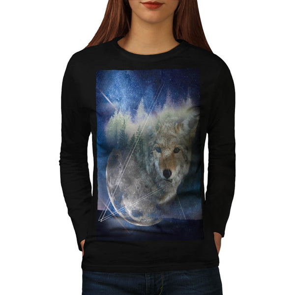Animal Wolf Galaxy Womens Long Sleeve T-Shirt