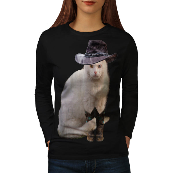 Cowboy Boot Kitty Womens Long Sleeve T-Shirt
