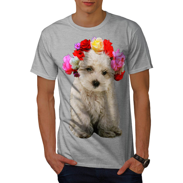 Floral Crown Puppy Mens T-Shirt