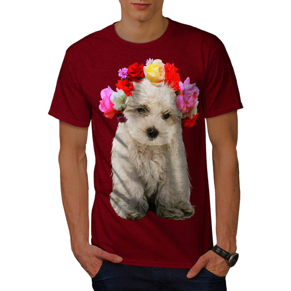 Floral Crown Puppy Mens T-Shirt