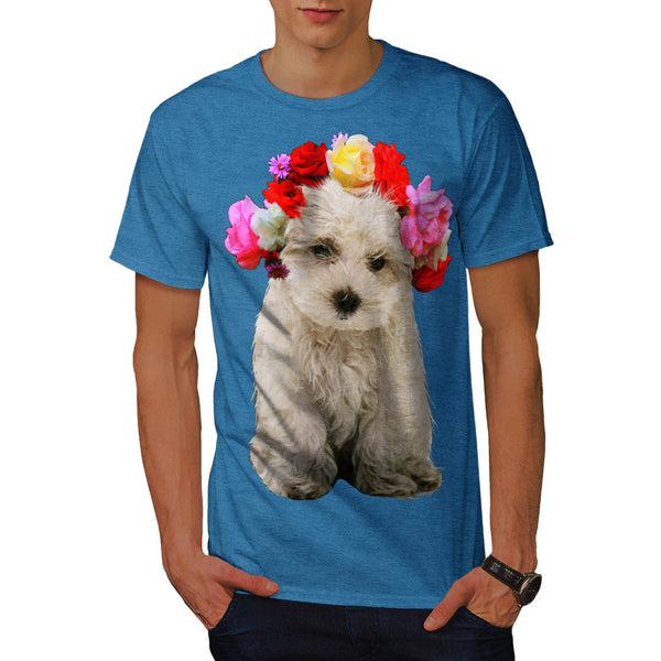 Floral Crown Puppy Mens T-Shirt