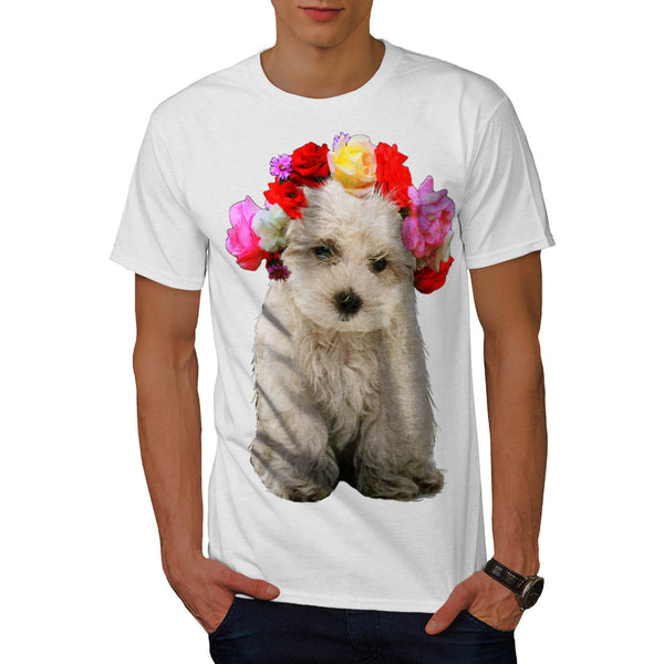 Floral Crown Puppy Mens T-Shirt