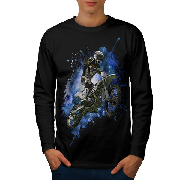 Space Motorcycle Mens Long Sleeve T-Shirt
