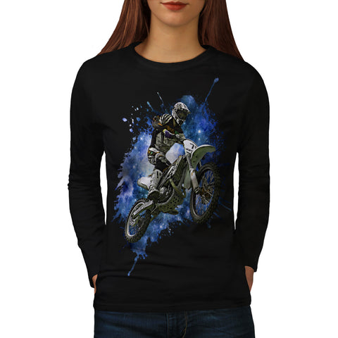 Space Motorcycle Womens Long Sleeve T-Shirt