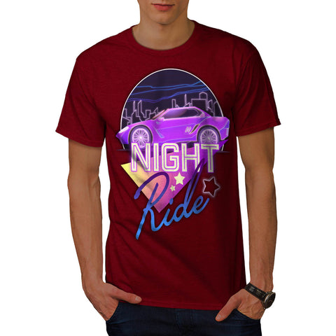 Neon Car Night Ride Mens T-Shirt