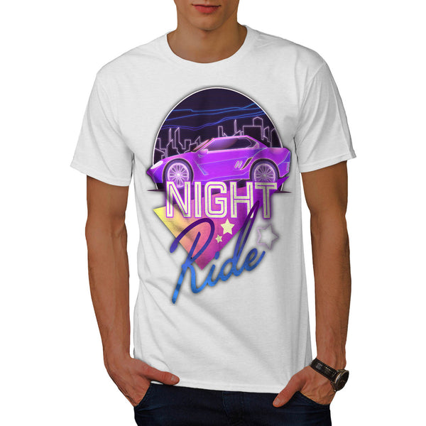 Neon Car Night Ride Mens T-Shirt