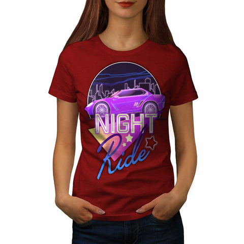 Neon Car Night Ride Womens T-Shirt
